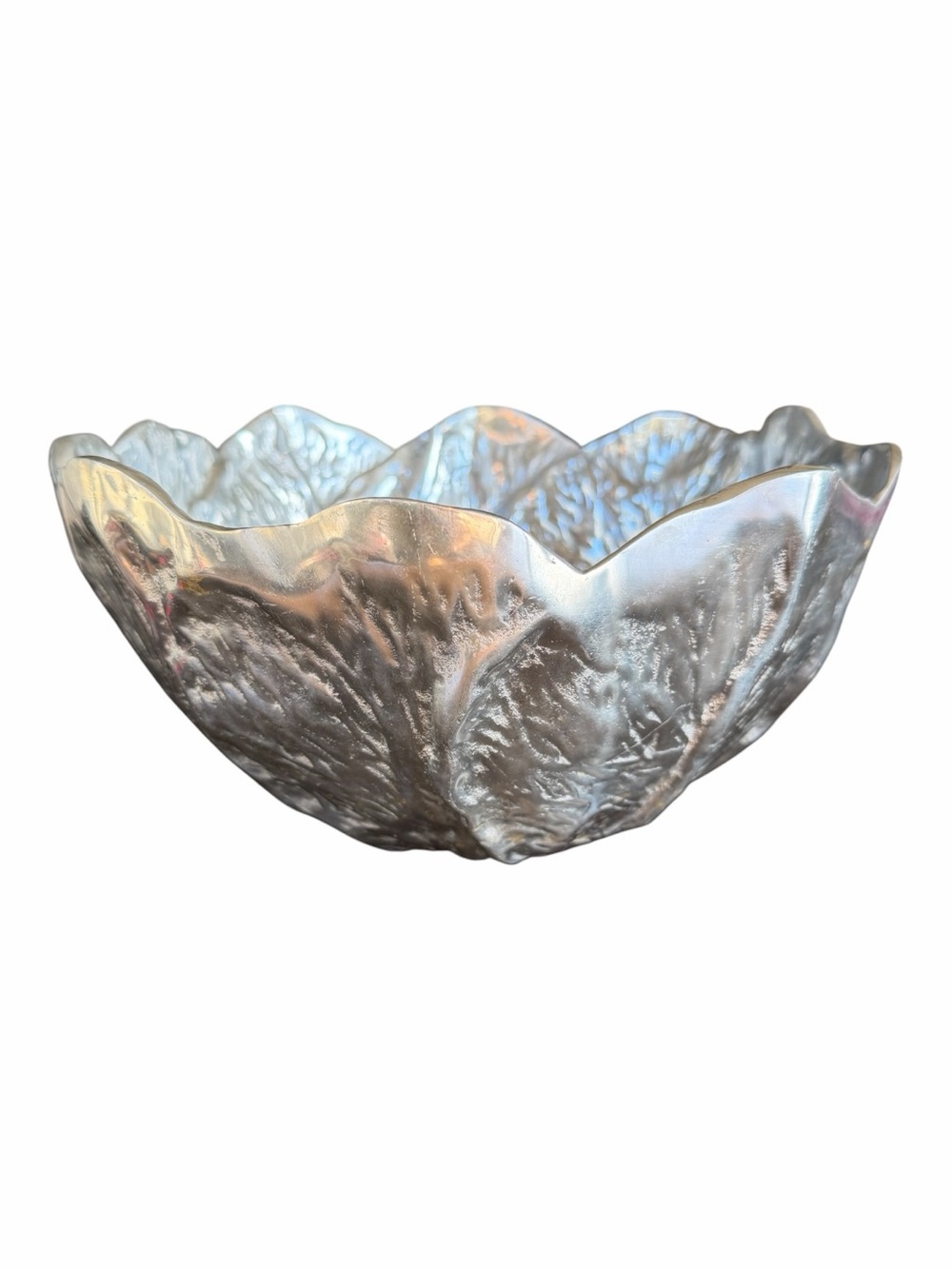 Vintage Holland Boone Polished Pewter Cabbage Lettuce Leaf Salad Bowl